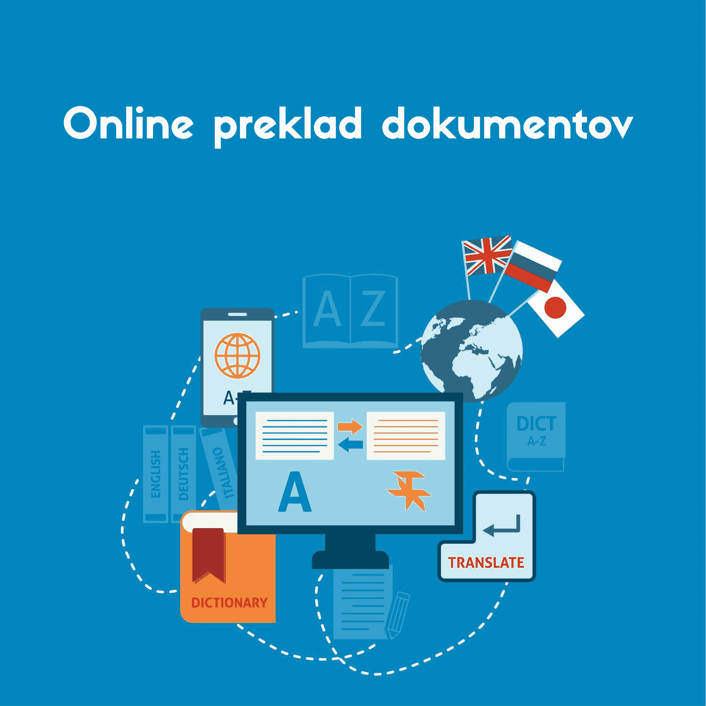 Tento obrázok vám poskytne predstavu o tom, ako bude online nástroj na preklad dokumentov fungovať pri preklade vášho dokumentu.
